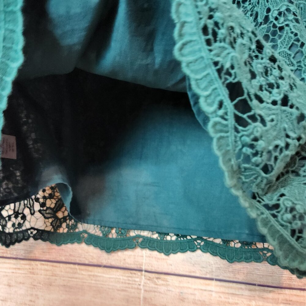 Talbots Cotton Lace Blouse Green 14P Lined NWT Hidden Side Zipper Blouse Top - Picture 6 of 16